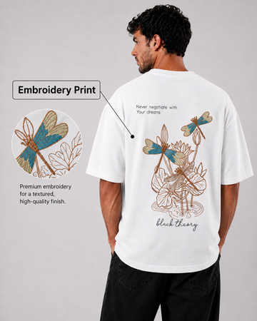 Dragonfly Dreams Oversized Boxy Fit T-Shirt-White
