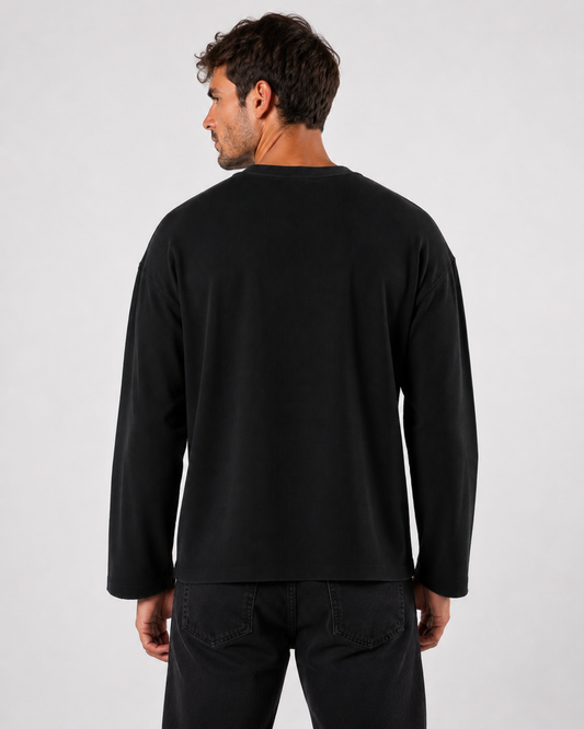 Courage Reaper Waffle Knit Full Sleeve T-Shirt – Black