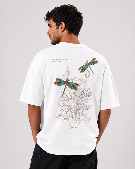 Dragonfly Dreams Oversized T-Shirt-White