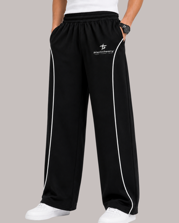 Men's Wide Leg Track Pants with Contrast Piping | Relaxed Fit