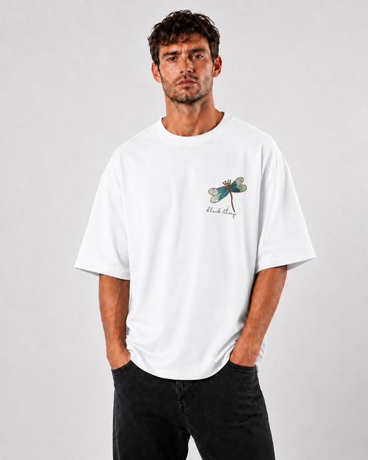 Dragonfly Dreams Oversized Boxy Fit T-Shirt-White