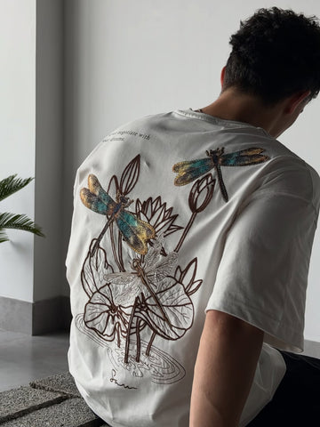 Dragonfly Dreams Oversized T-Shirt-White