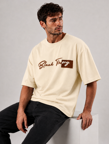 Zarafa Vintage Beige Oversized Boxy Fit T-Shirt