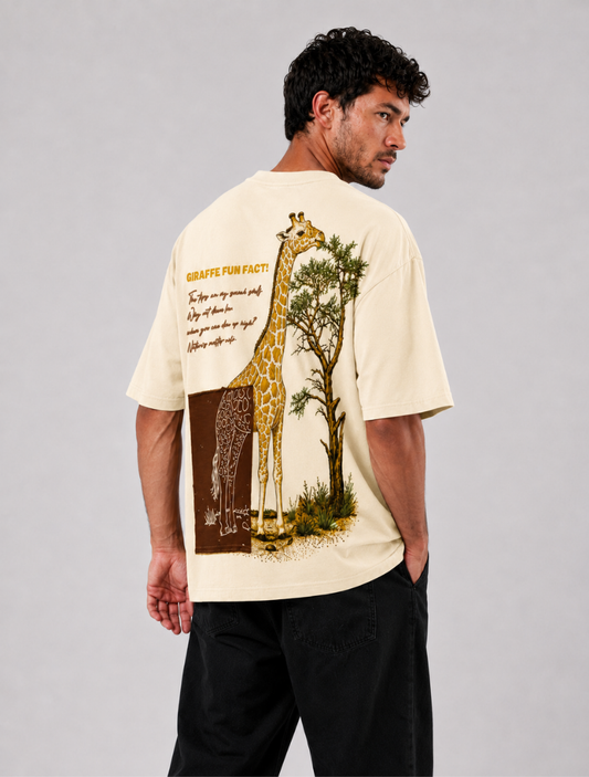 Zarafa Vintage Beige Oversized Boxy Fit T-Shirt